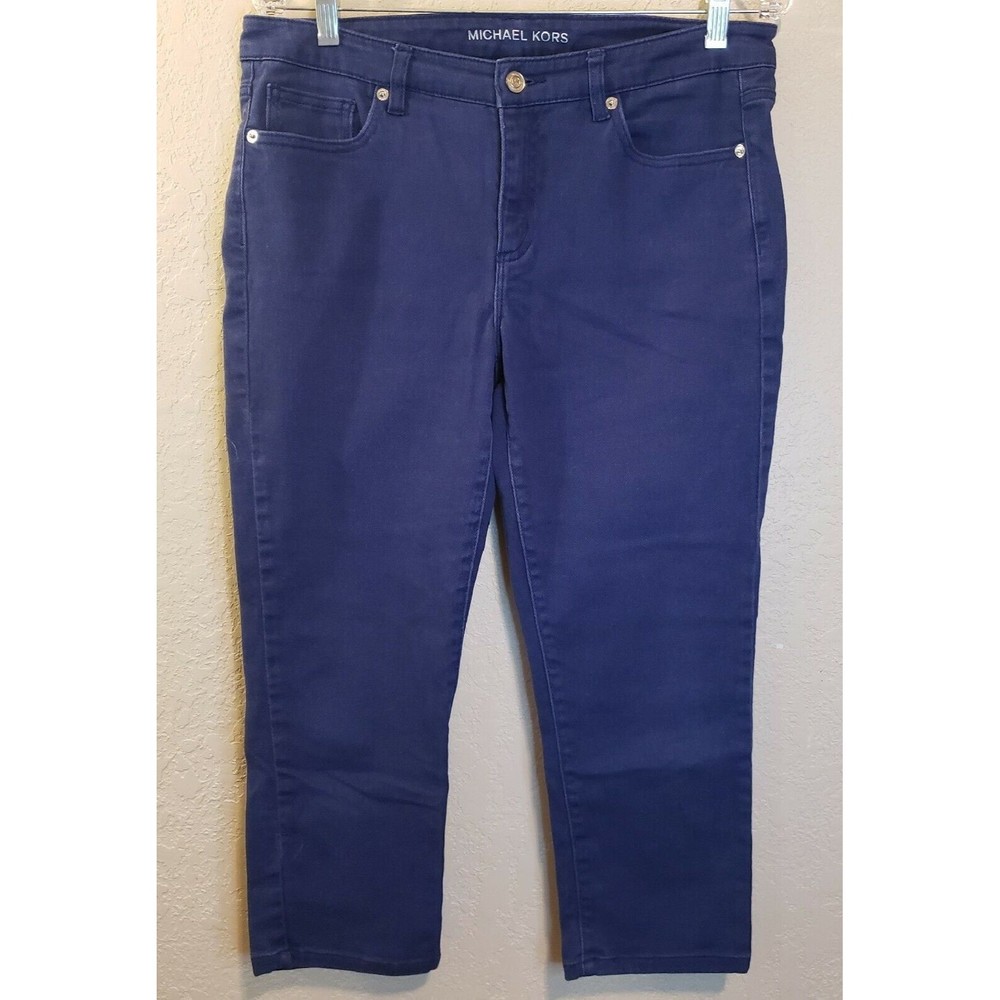 Michael Kors Womens Blue Denim Pants, Izzy Cropped Skinny, Size 8